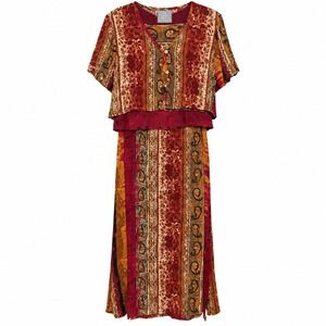 Vintage Rabbit Designs Earthy Boho Maxi Dress Set Womens Size 8 Whimsigoth